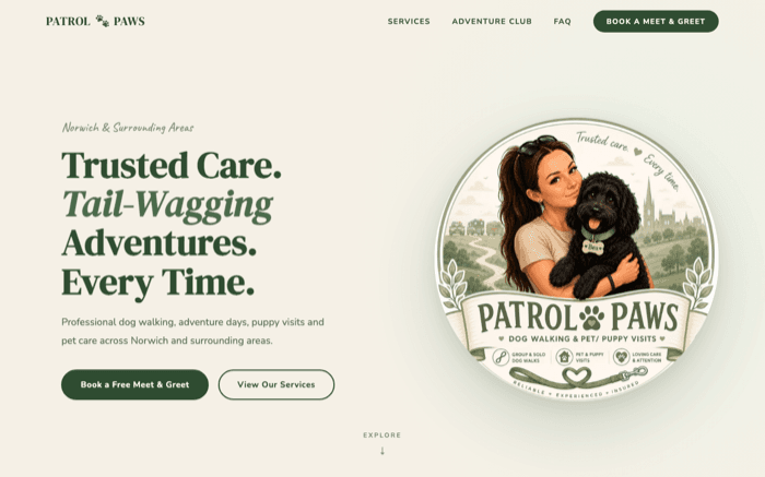 Patrol Paws dog walking website